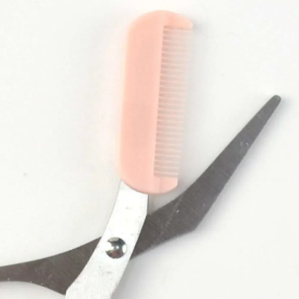 New! Lady's Eyebrow Stainless Steel Scissor Trimmer W/Comb Hair Removal Grooming